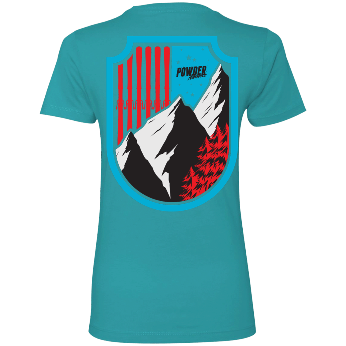 Ski Flag Ladies Tees and V-Neck - Powderaddicts