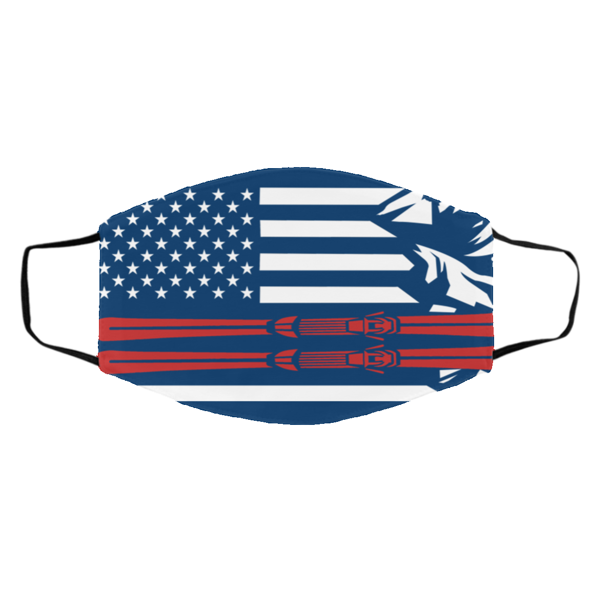 US Ski Flag Thin Red Line Adult Face Mask - Powderaddicts