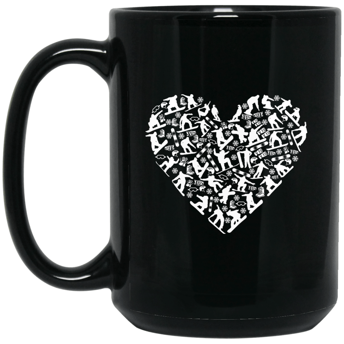 Snowboard Heart Black Mug - Powderaddicts