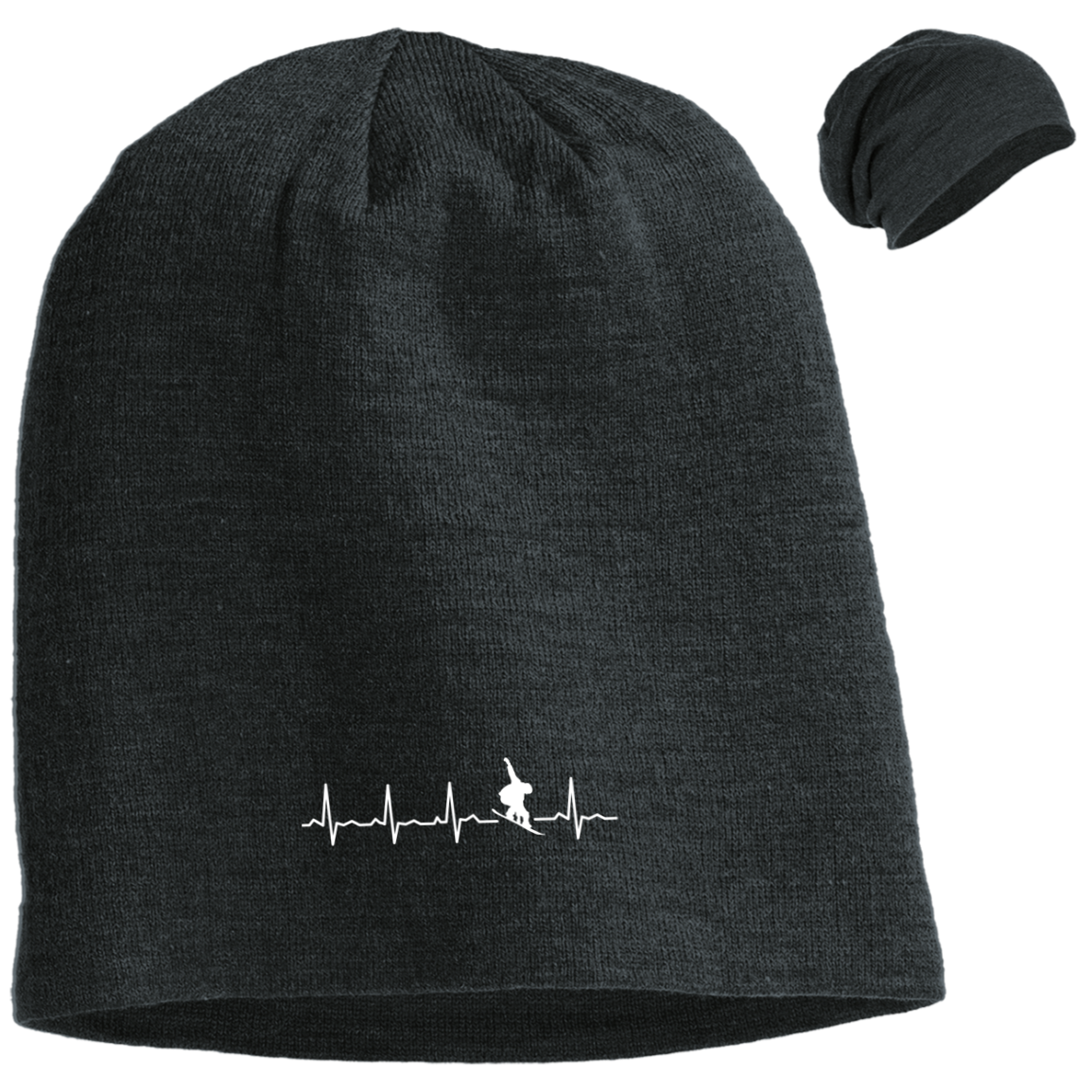 Snowboard is My Heartbeat Slouch Beanie - Powderaddicts