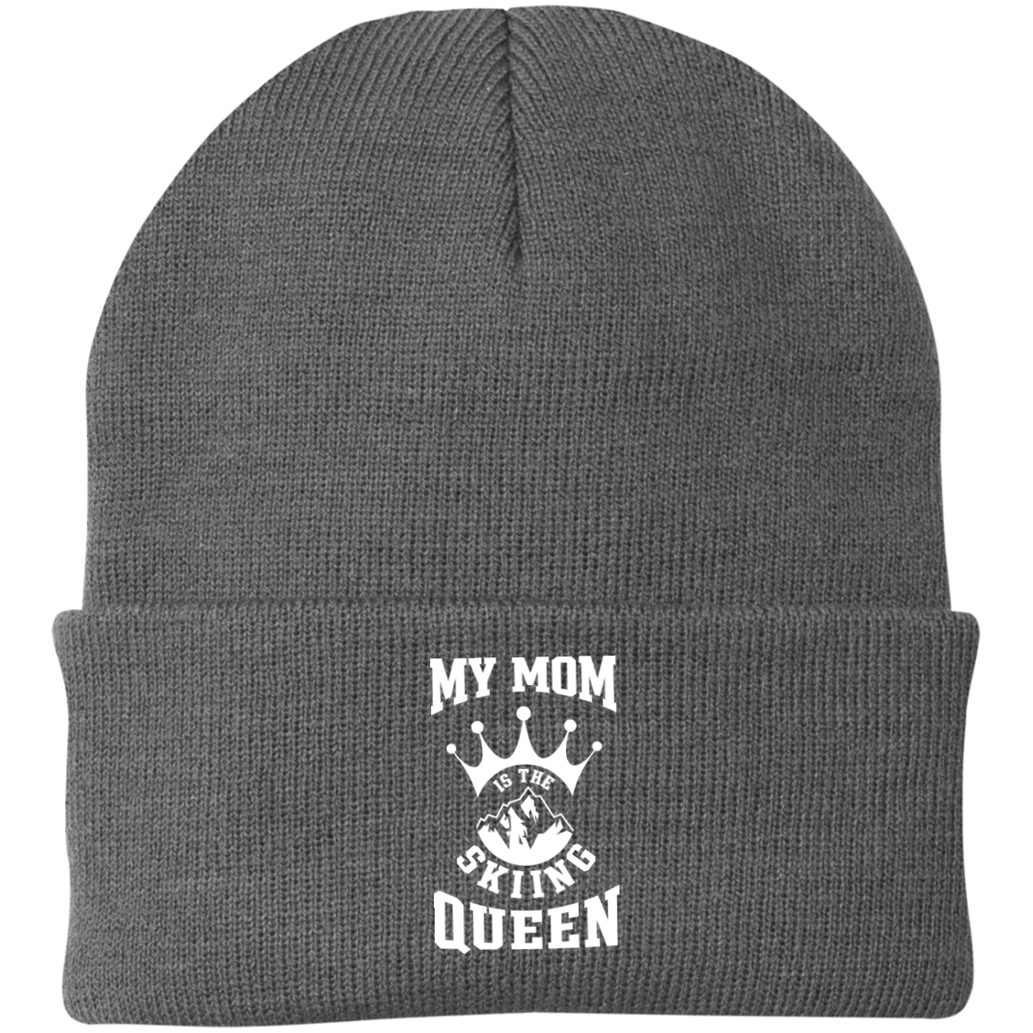My Mom is The Skiing Queen Knit Cap - Powderaddicts