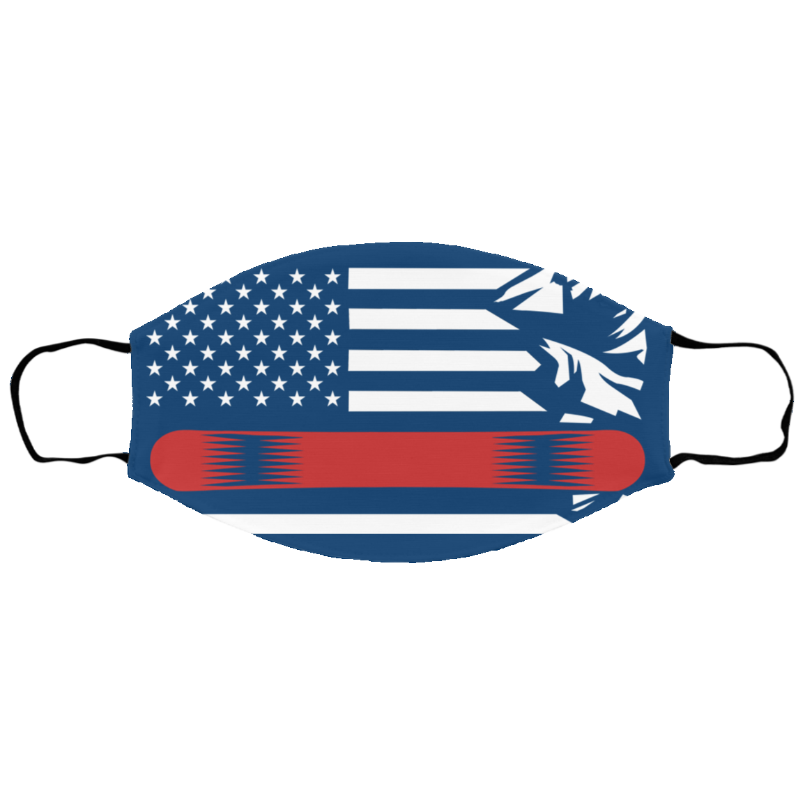 US Snowboard Flag Thin Red Line Youth Face Mask - Powderaddicts