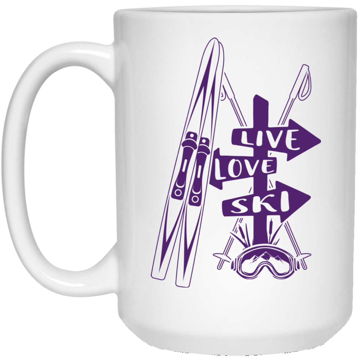 Live Love Ski White Mugs - Powderaddicts
