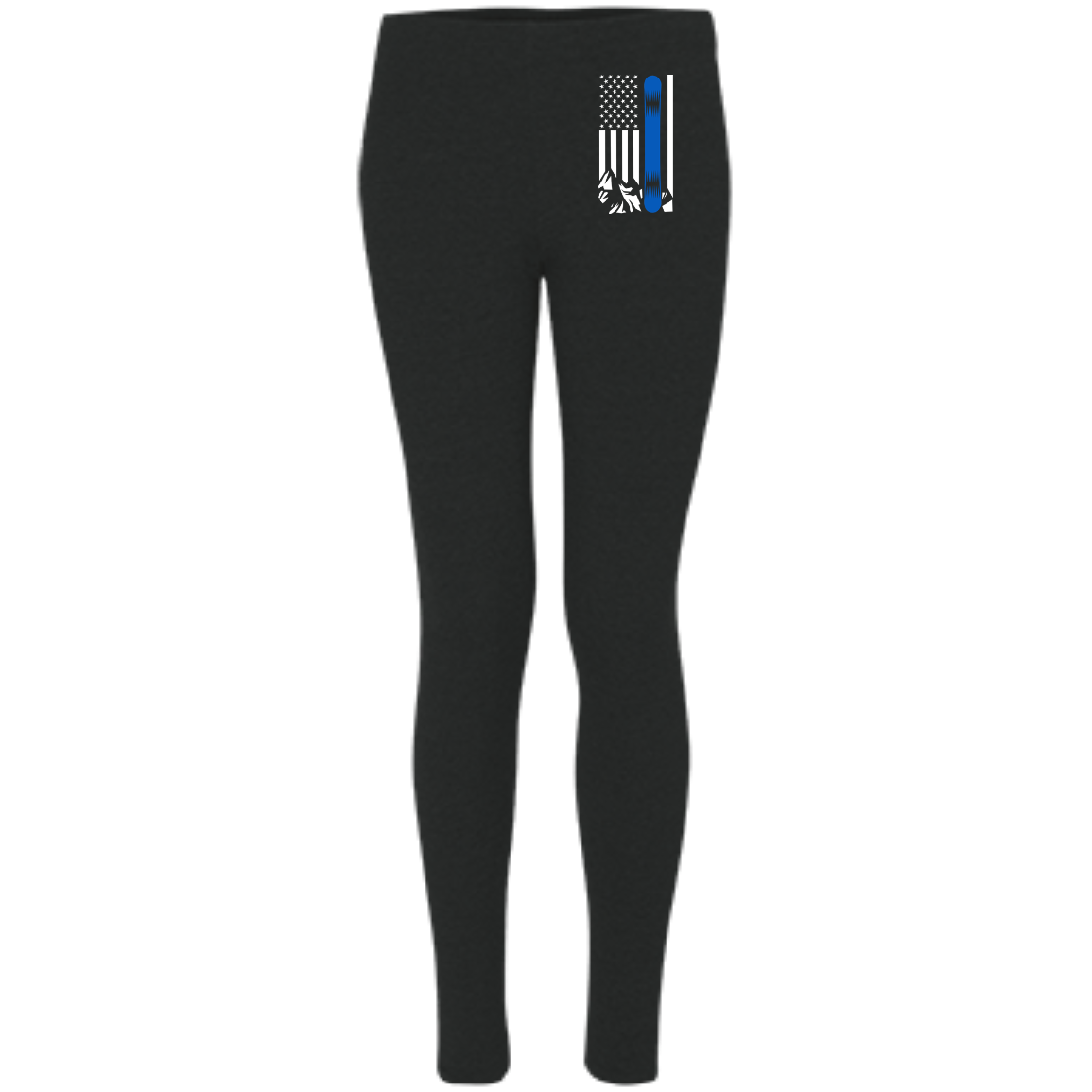 USA Snowboard Flag Thin Blue Line Women's Embroidered Leggings - Powderaddicts