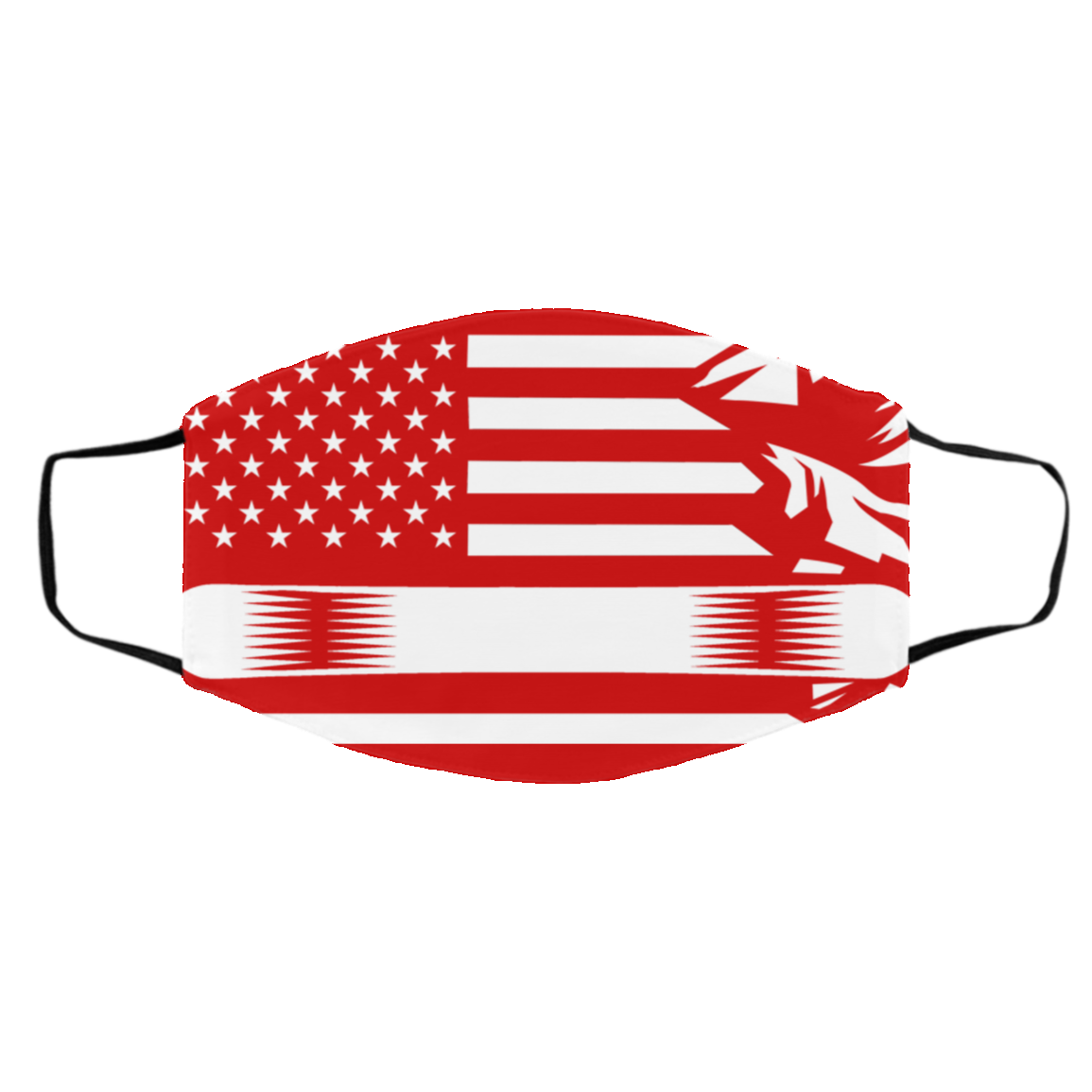 US Snowboard Flag All White Adult Face Mask - Powderaddicts