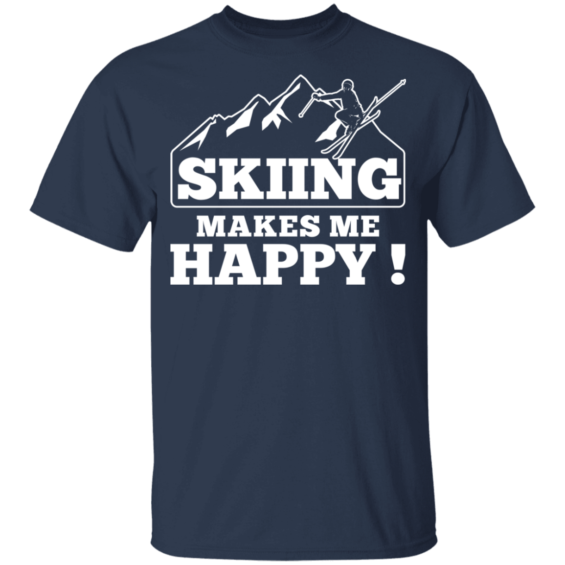 Skiing Makes Me Happy Youth  Cotton T-Shirt - Powderaddicts