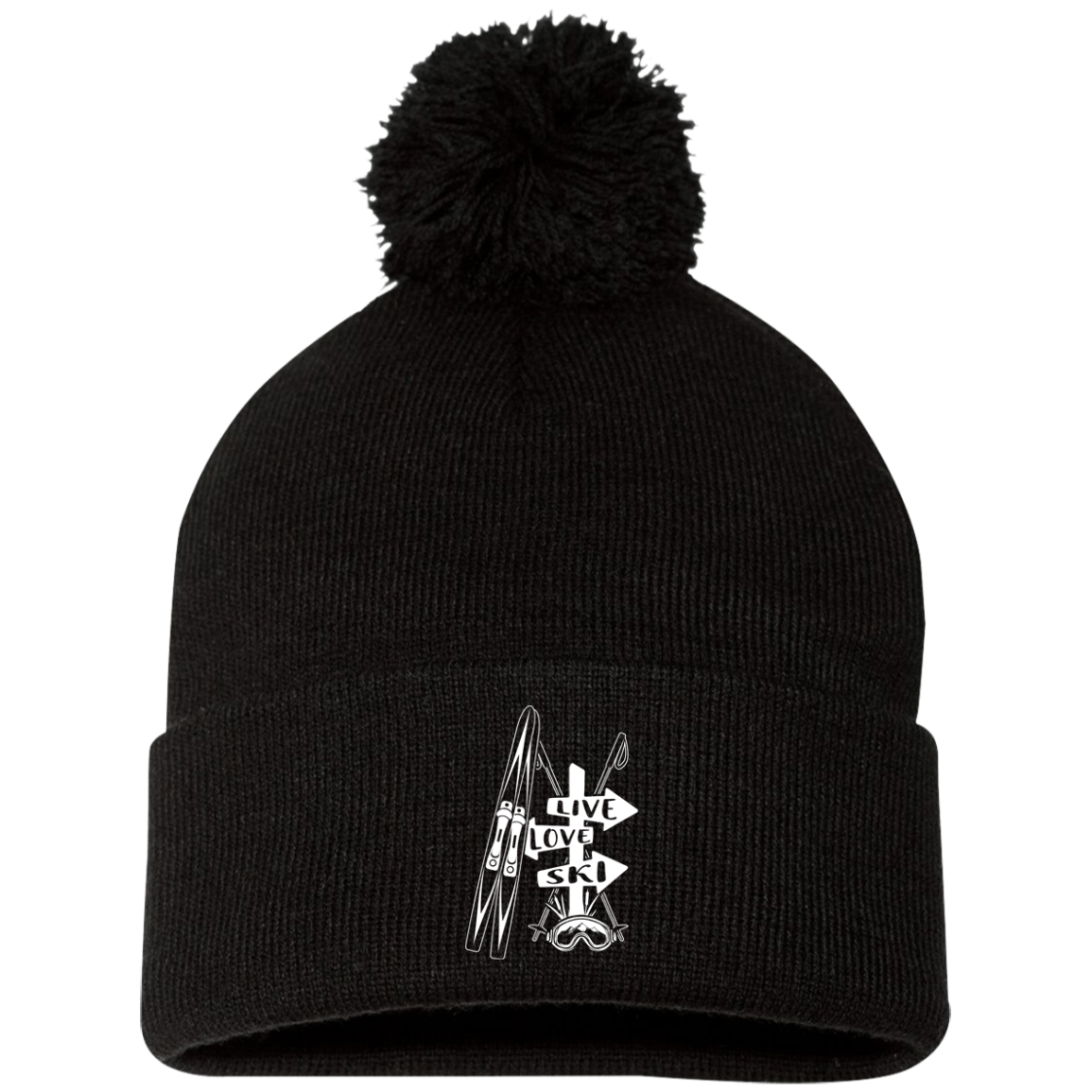 Live Love Ski Pom Pom Knit Cap - Powderaddicts