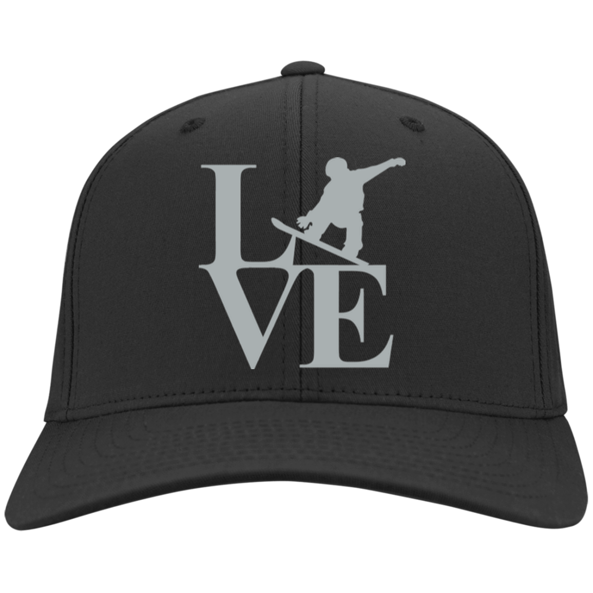 Love Snowboard Embroidered Silver Caps and Beanies - Powderaddicts