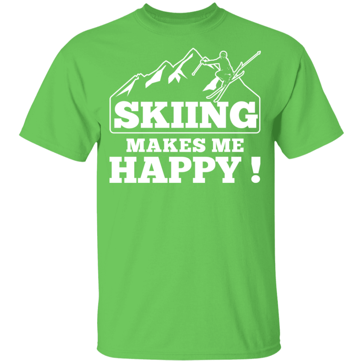 Skiing Makes Me Happy Youth  Cotton T-Shirt - Powderaddicts