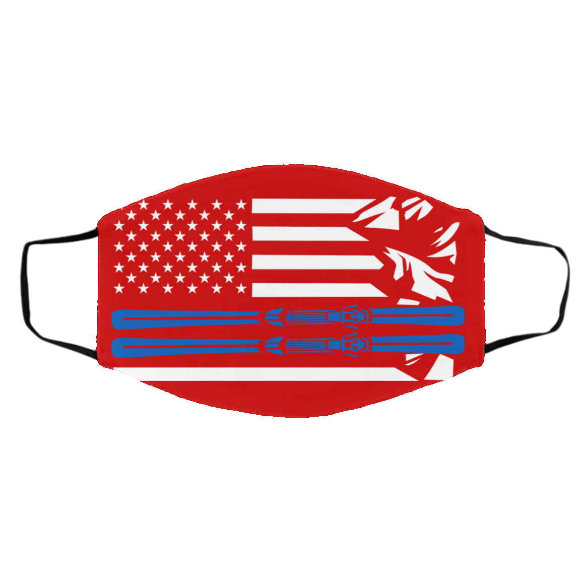 US Ski Flag Thin Blue Line Adult Face Mask - Powderaddicts