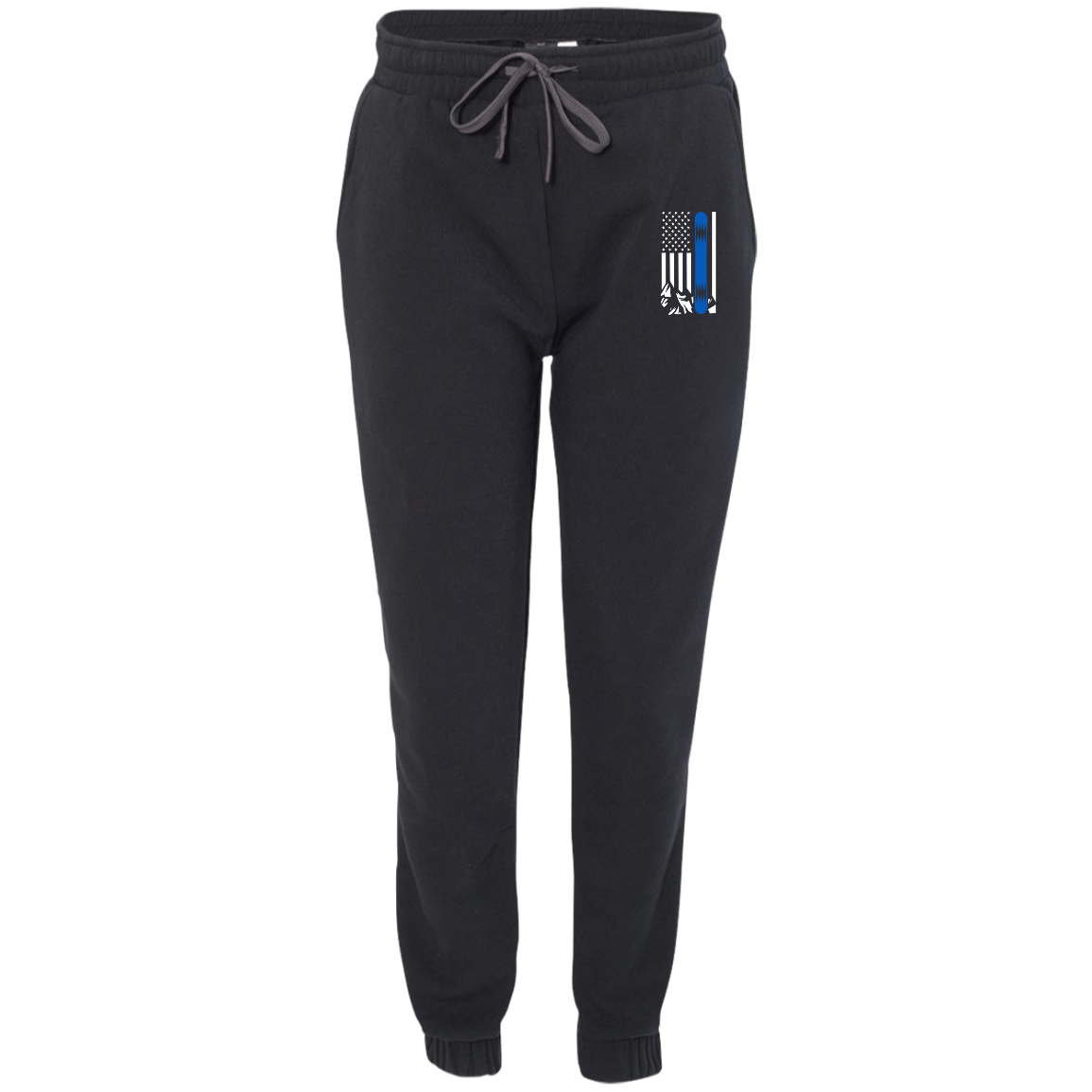 USA Snowboard Flag Thin Blue Line Men's Adult Fleece Joggers - Powderaddicts