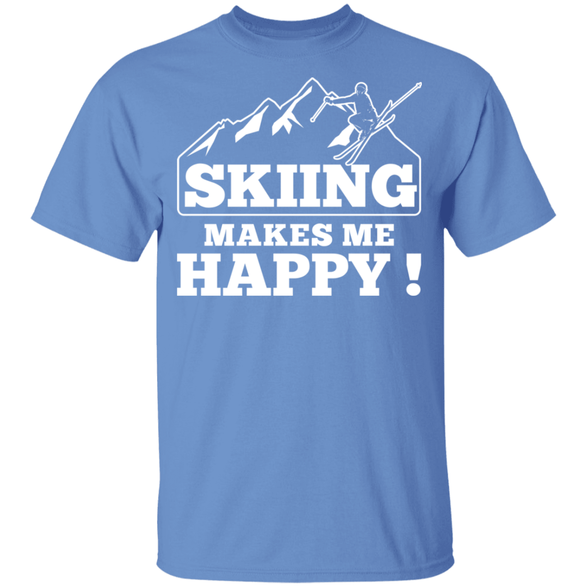 Skiing Makes Me Happy Youth  Cotton T-Shirt - Powderaddicts
