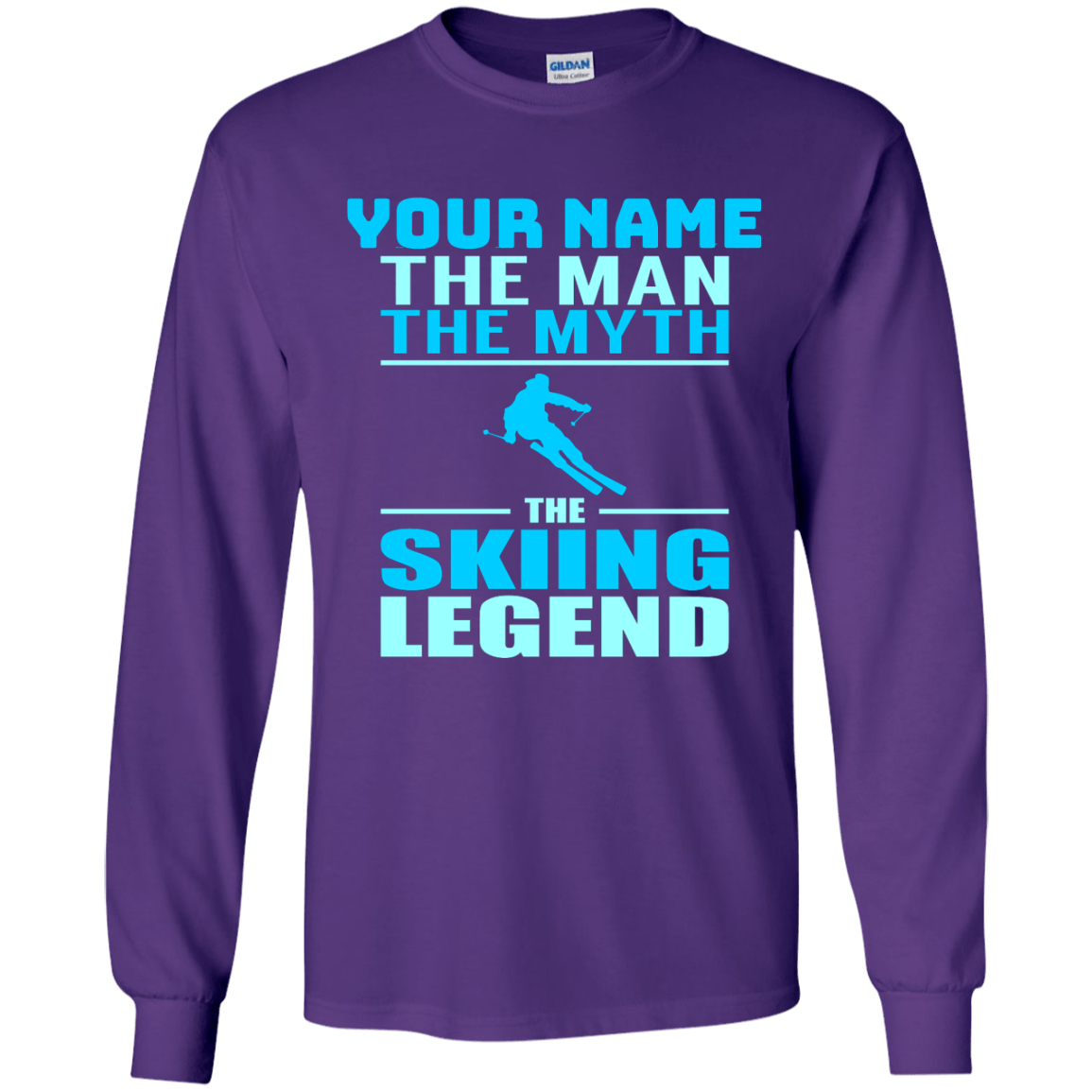 Personalized The Man The Myth The Skiing Legend Long Sleeves - Powderaddicts