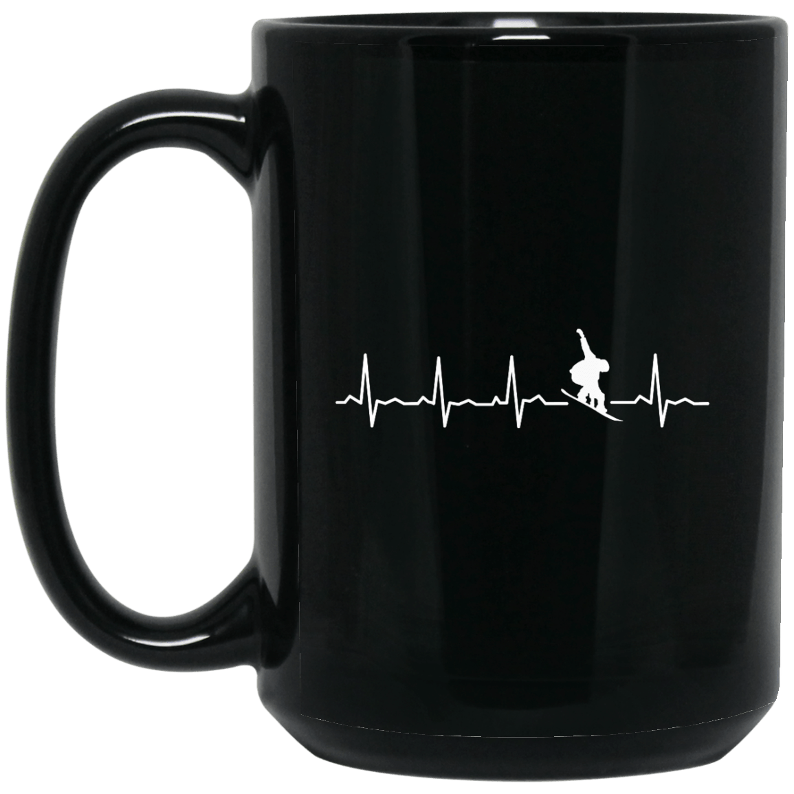 Snowboard Heartbeat Black Mug - Powderaddicts
