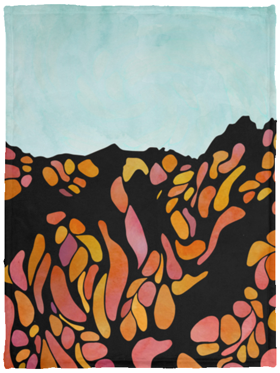 Oozing Blue Art PW Mask Fleece Blanket - Powderaddicts