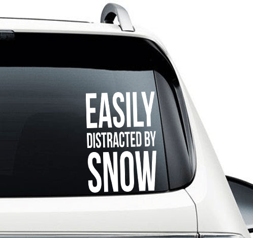 Easily Distracted By Snow - Car Decal - Powderaddicts