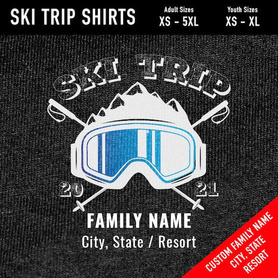 Family Ski Trip 2021 Blue Goggles Youth jersey t-shirt - Powderaddicts