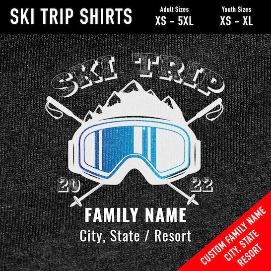 Family Ski Trip 2022 Blue Goggles Youth jersey t-shirt - Powderaddicts