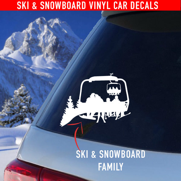 Chairlift Ski & Snowboard Car Decals - Family / Couples - Powderaddicts