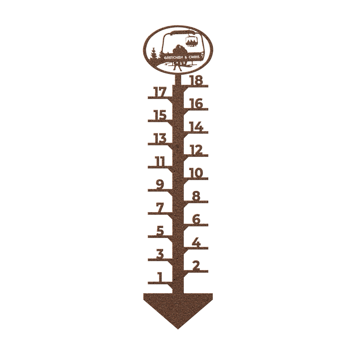 PERSONALIZED CHAIRLIFT SNOW GAUGE-SKIING MAN AND SNOWBOARDING WOMAN COUPLE- MADE IN THE USA 🇺🇸