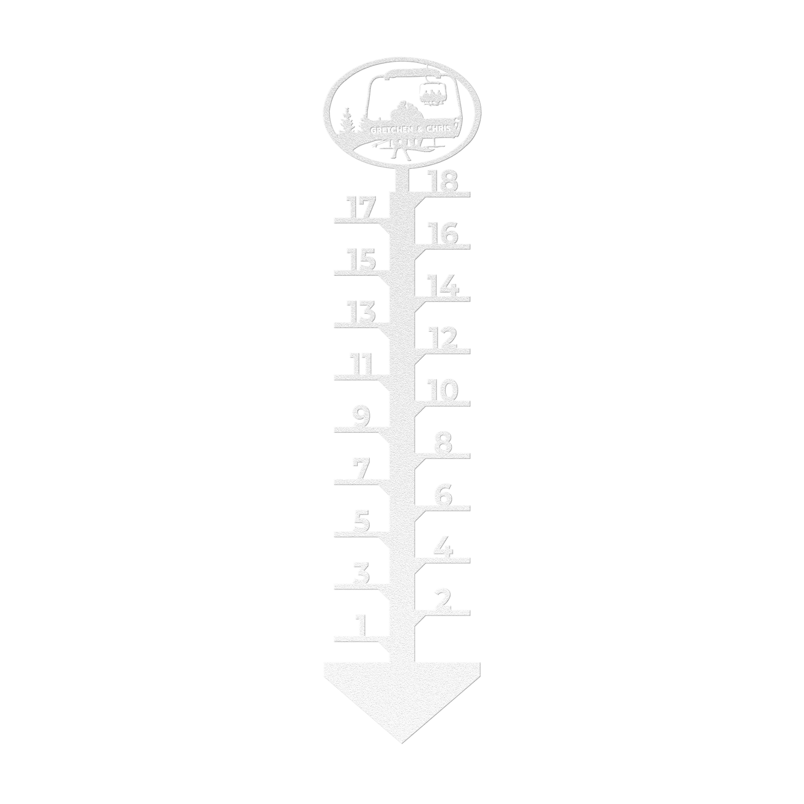 PERSONALIZED CHAIRLIFT SNOW GAUGE-SKIING MAN AND SNOWBOARDING WOMAN COUPLE- MADE IN THE USA 🇺🇸