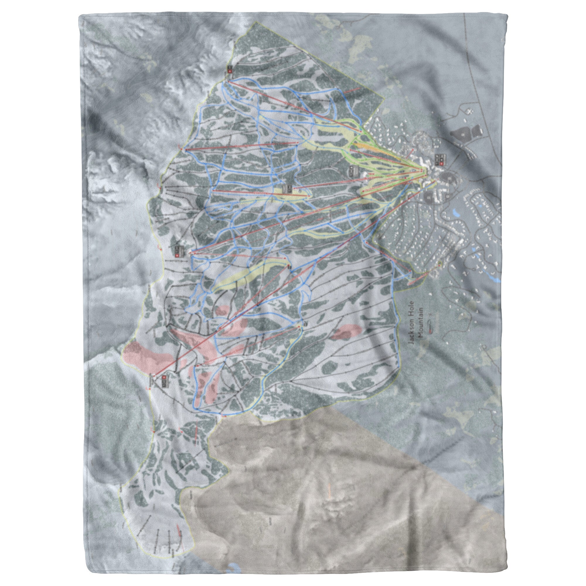 Jackson Hole, Wyoming Ski Trail Map Blanket