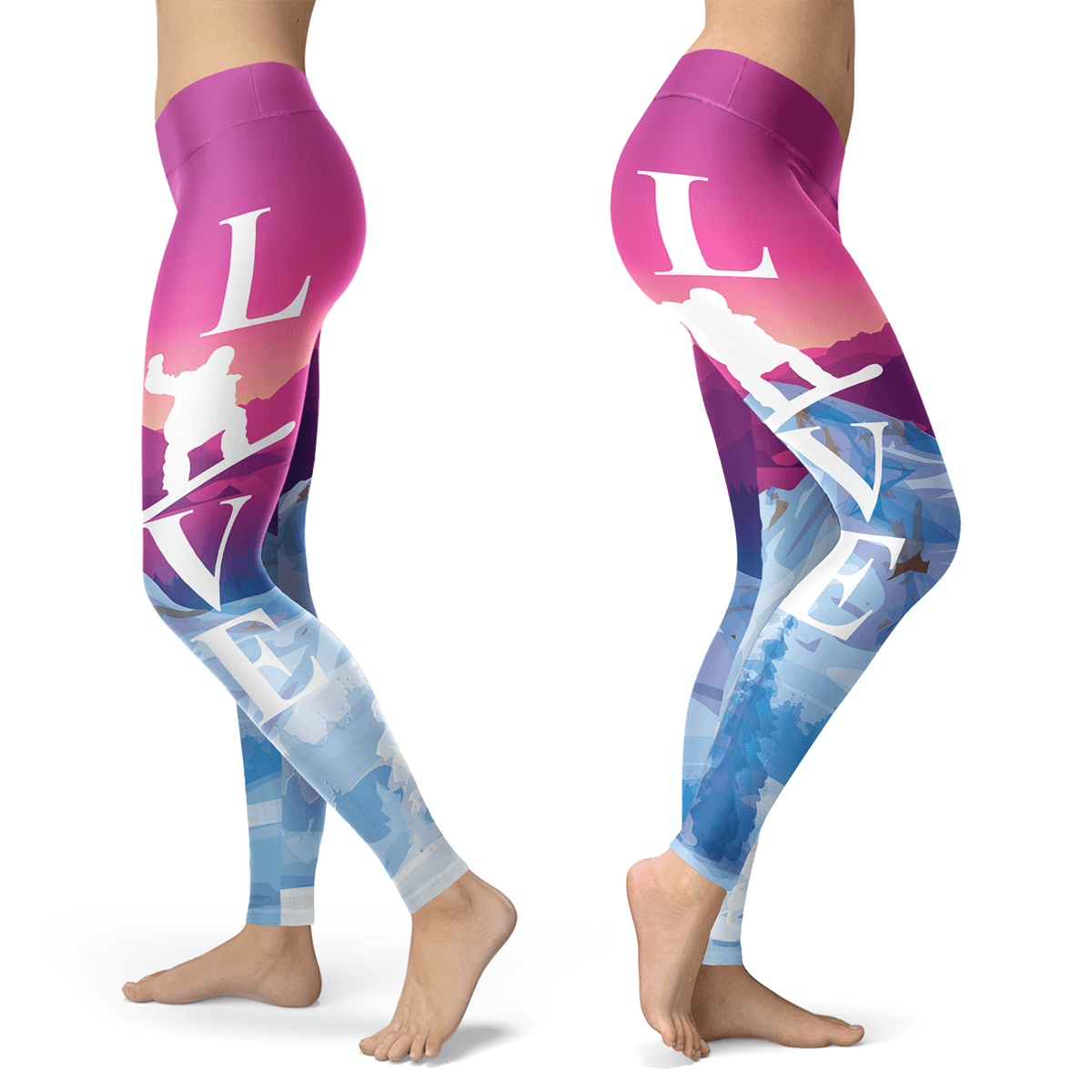 Love Snowboard Even at Sunset Leggings - Powderaddicts