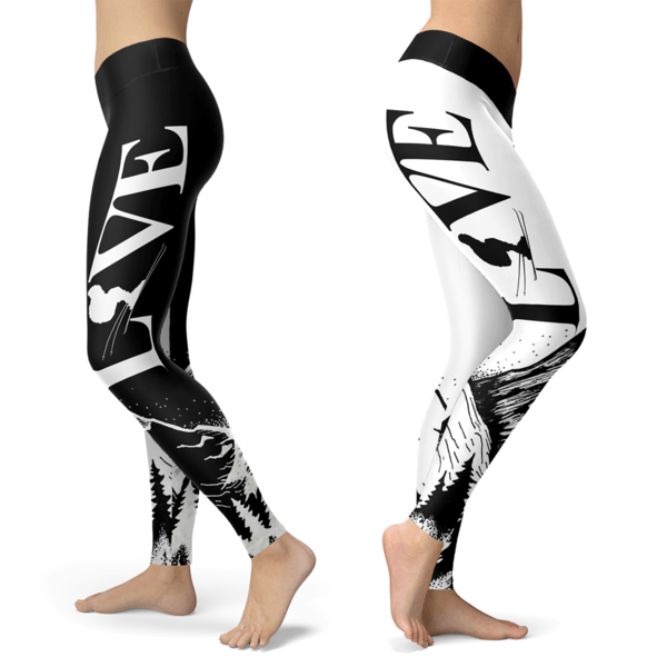 Love Ski Black and White Leggings - Powderaddicts