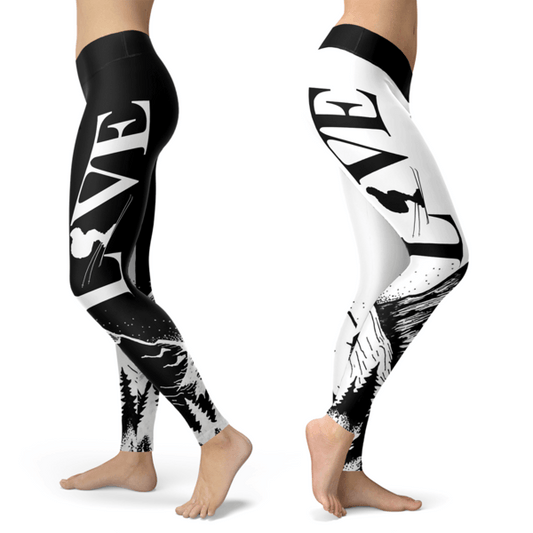 Love Ski Black and White Leggings - Powderaddicts
