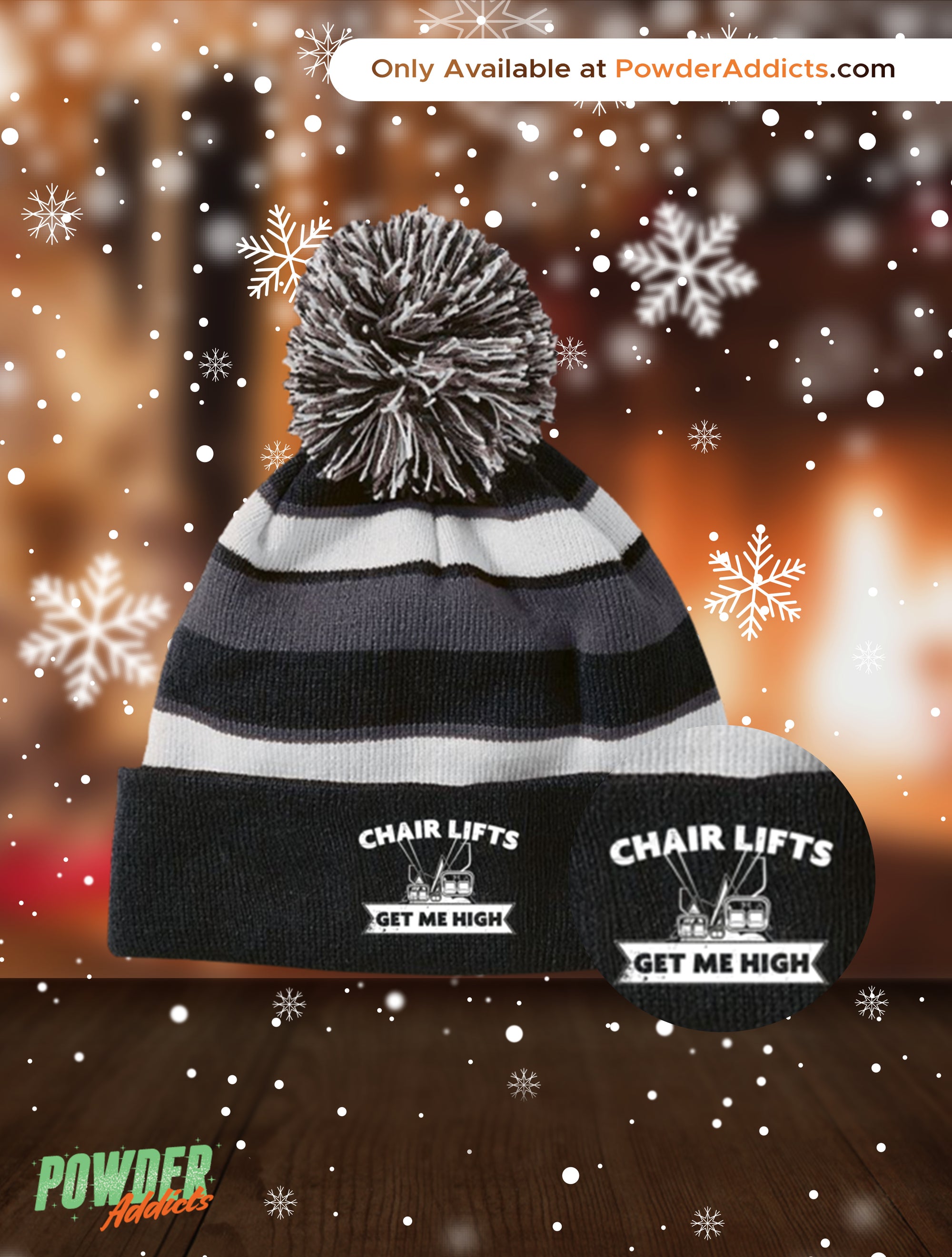 Chairlifts Get Me High Striped Beanie - Powderaddicts