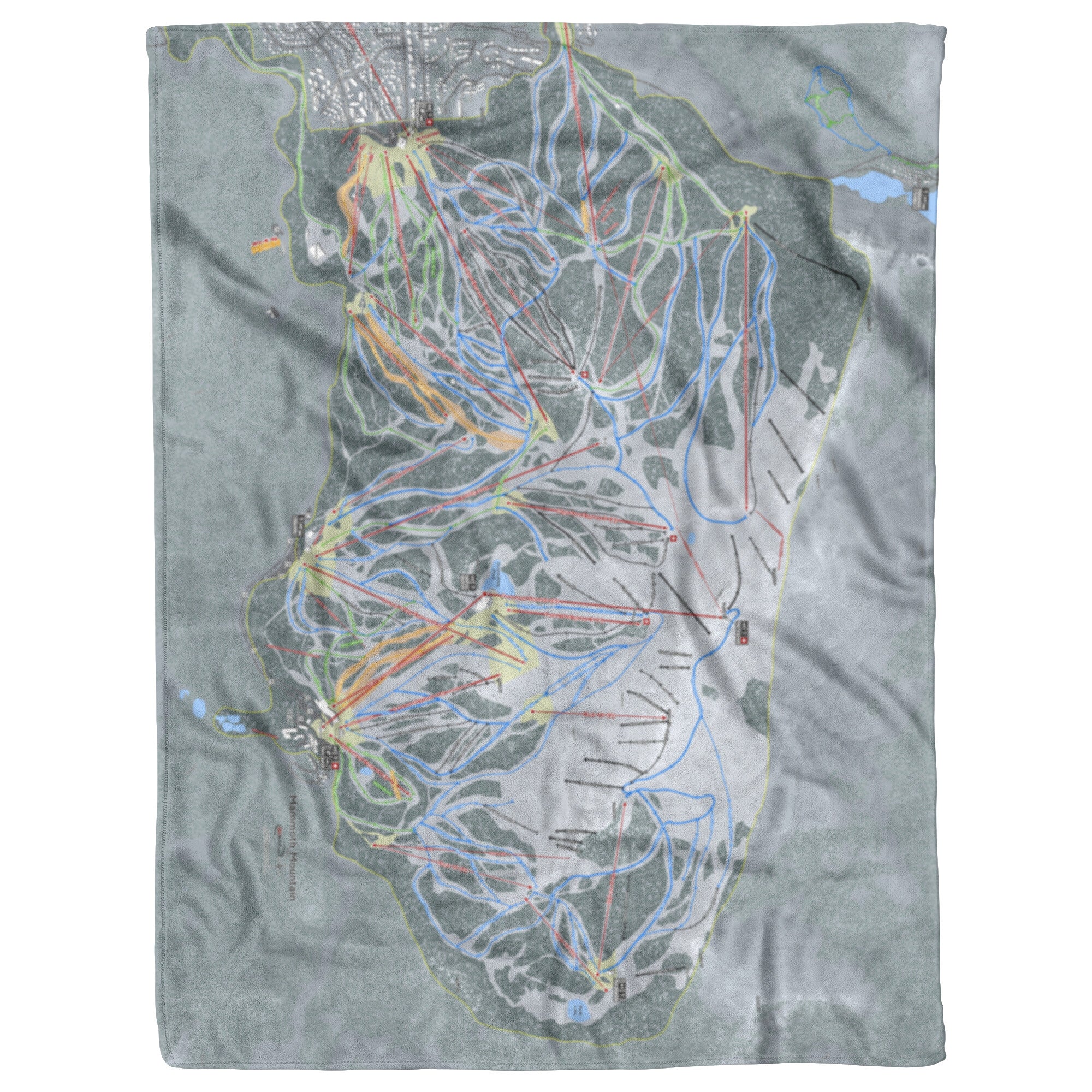 Ski Trail Map Printed Blankets