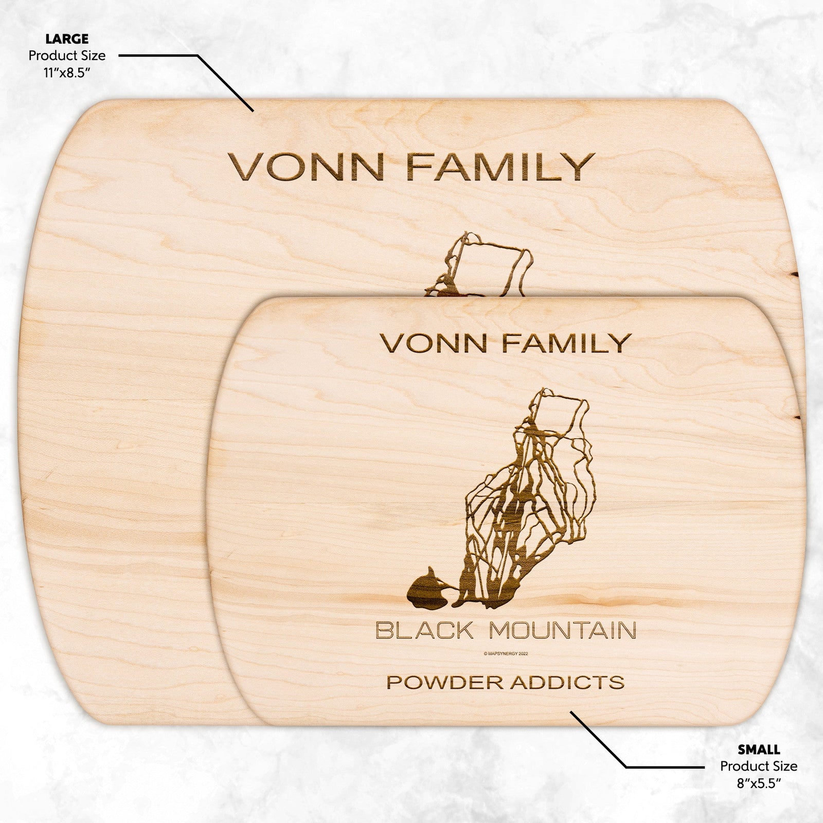 PERSONALIZED Black Mountain , New Hampshire SKI TRAIL MAP CUTTING BOARD