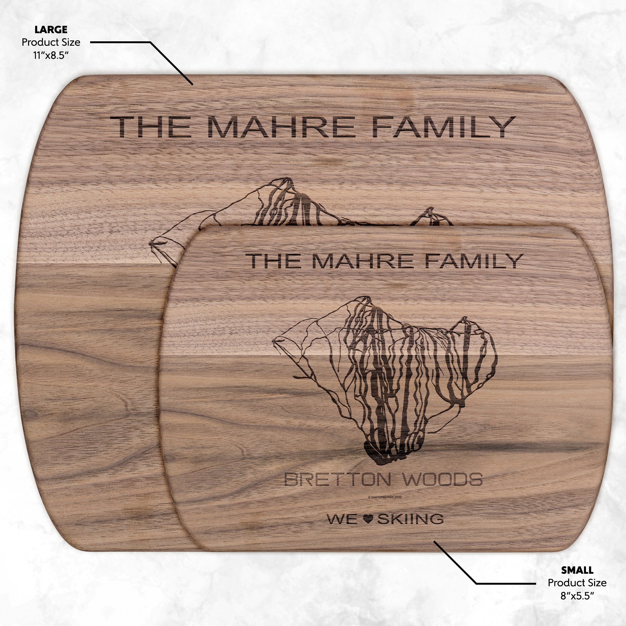 PERSONALIZED Bretton Woods , New Hampshire SKI TRAIL MAP CUTTING BOARD