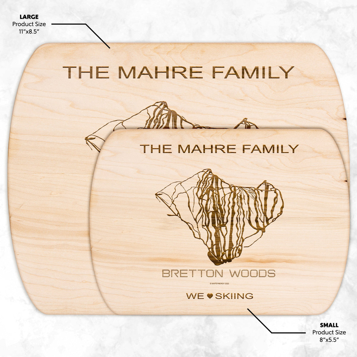 PERSONALIZED Bretton Woods , New Hampshire SKI TRAIL MAP CUTTING BOARD