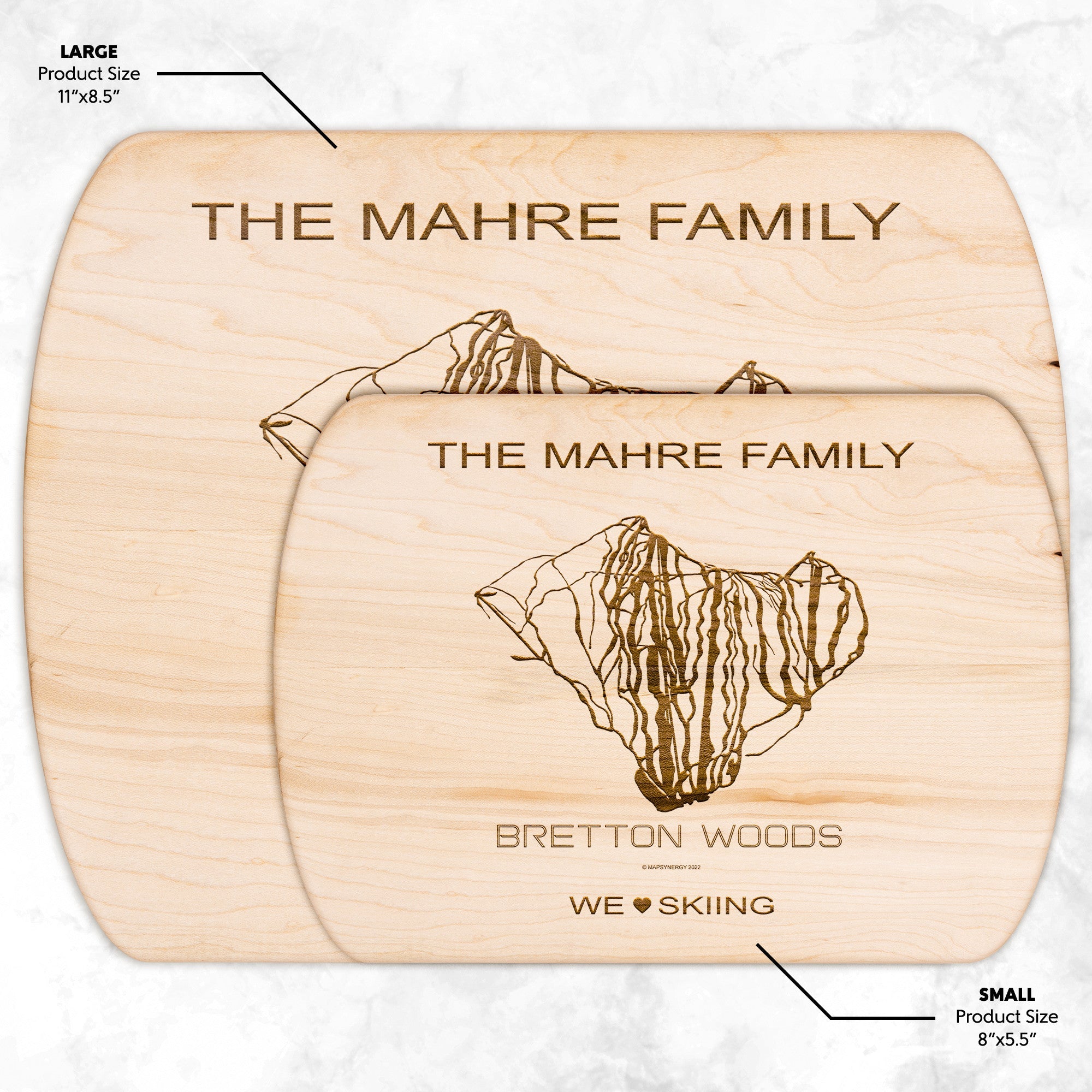 PERSONALIZED Bretton Woods , New Hampshire SKI TRAIL MAP CUTTING BOARD