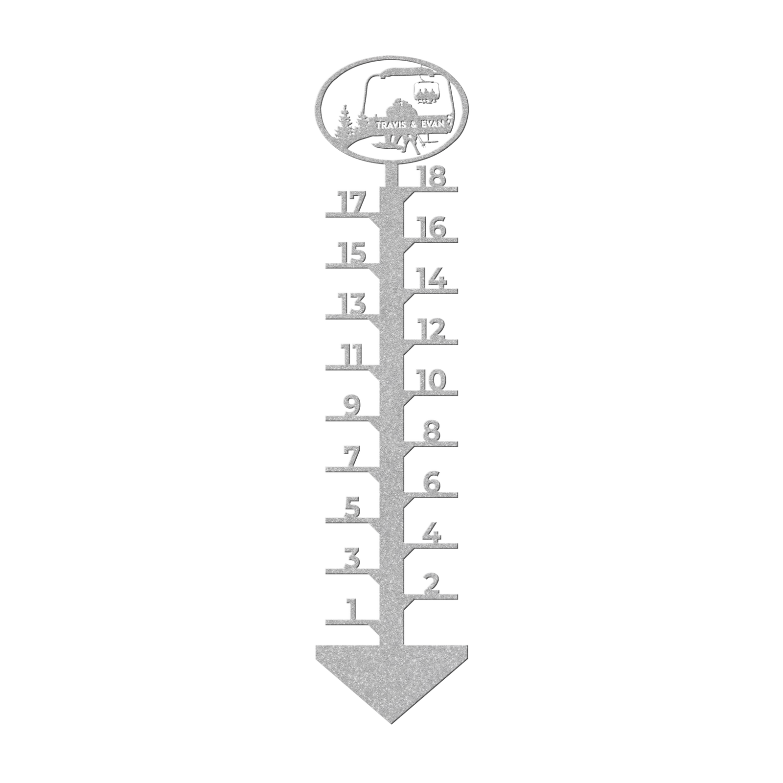 PERSONALIZED CHAIRLIFT SNOW GAUGE- SKIING WOMAN,SNOWBOARDING MAN COUPLE- MADE IN THE USA 🇺🇸