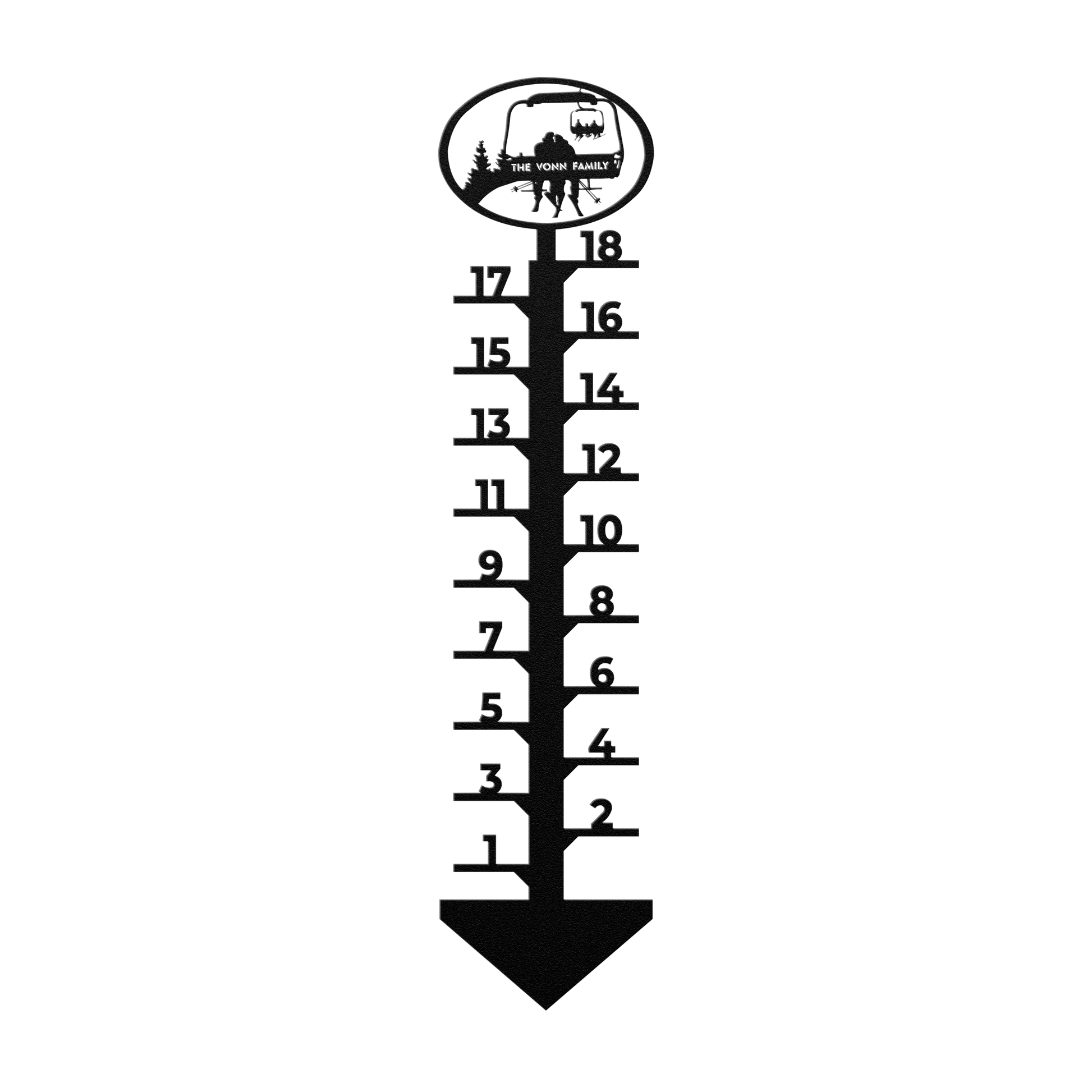 PERSONALIZED CHAIRLIFT SNOW GAUGE SKIING COUPLE -MADE IN THE USA 🇺🇸 - Powderaddicts