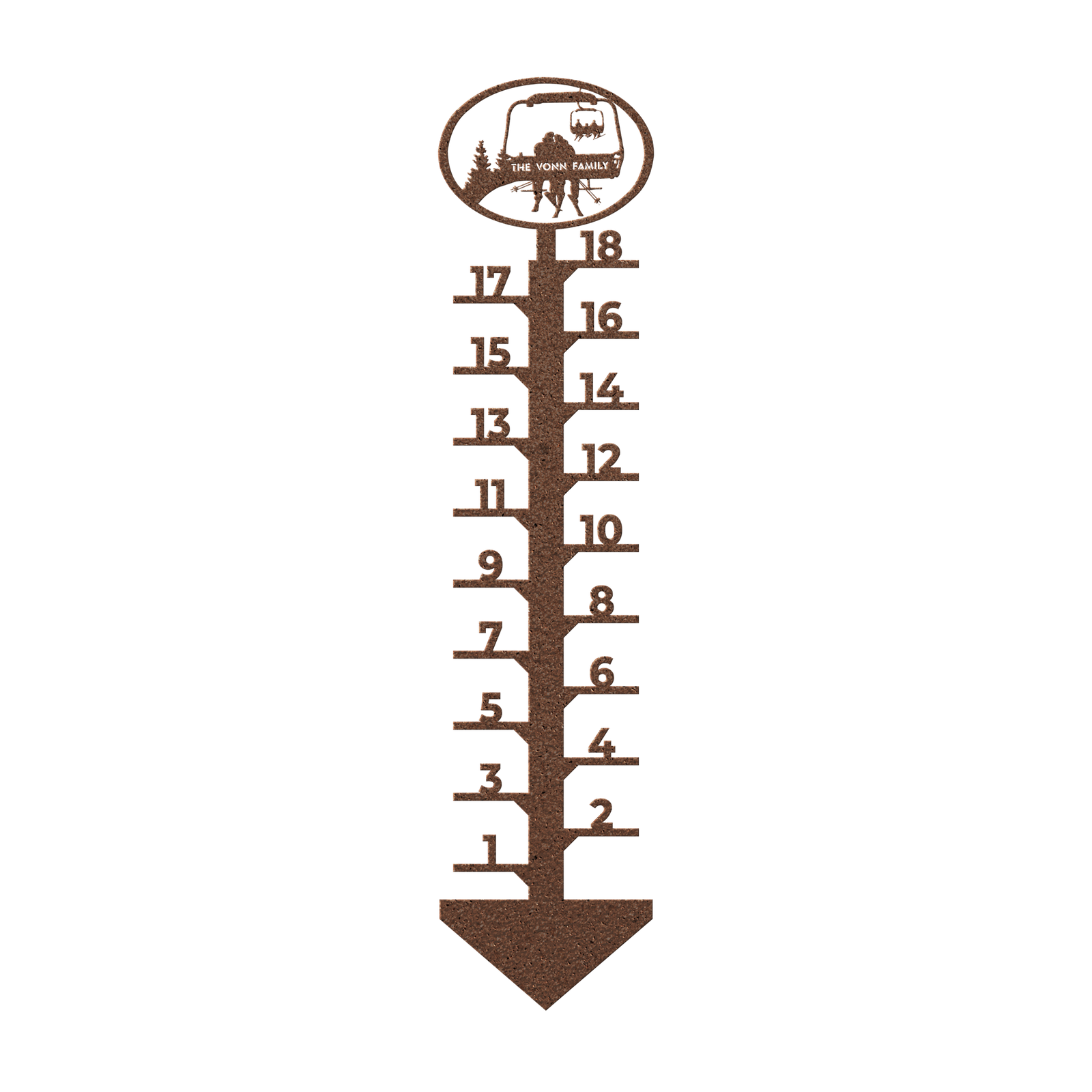 PERSONALIZED CHAIRLIFT SNOW GAUGE SKIING COUPLE -MADE IN THE USA 🇺🇸