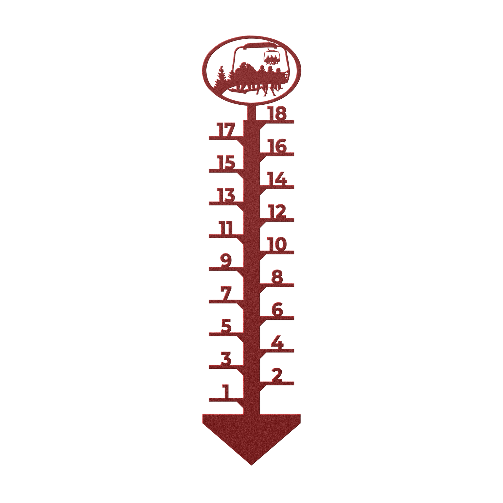 PERSONALIZED Chairlift Snow Gauge - Snowboarding Couple, 3 Skiing Children- Made in the USA