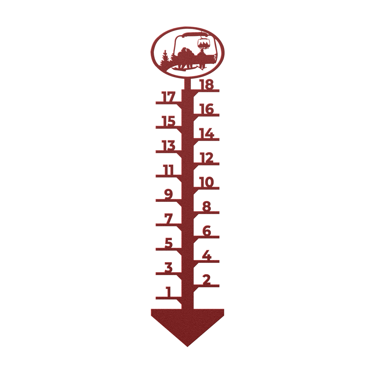 PERSONALIZED Chairlift Snow Gauge - Snowboarding Couple, 1 Skiing Children- Made in the USA