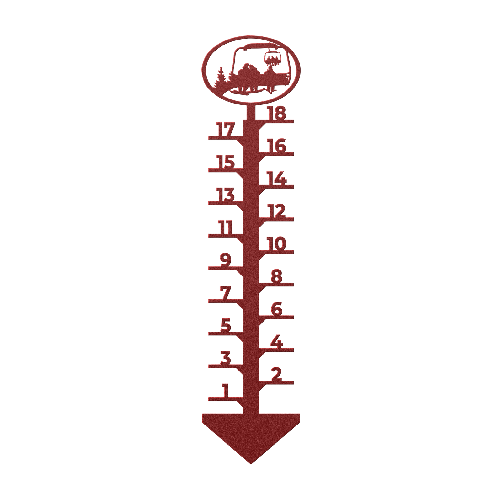 PERSONALIZED Chairlift Snow Gauge - Snowboarding Couple, 1 Skiing Children- Made in the USA