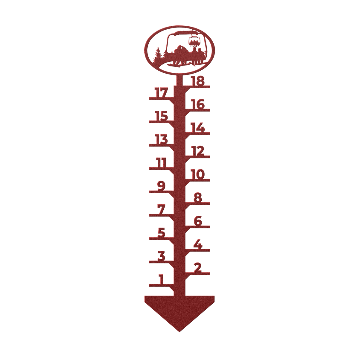 PERSONALIZED Chairlift Snow Gauge - Snowboarding Couple, 2 Snowboarding Children- Made in the USA