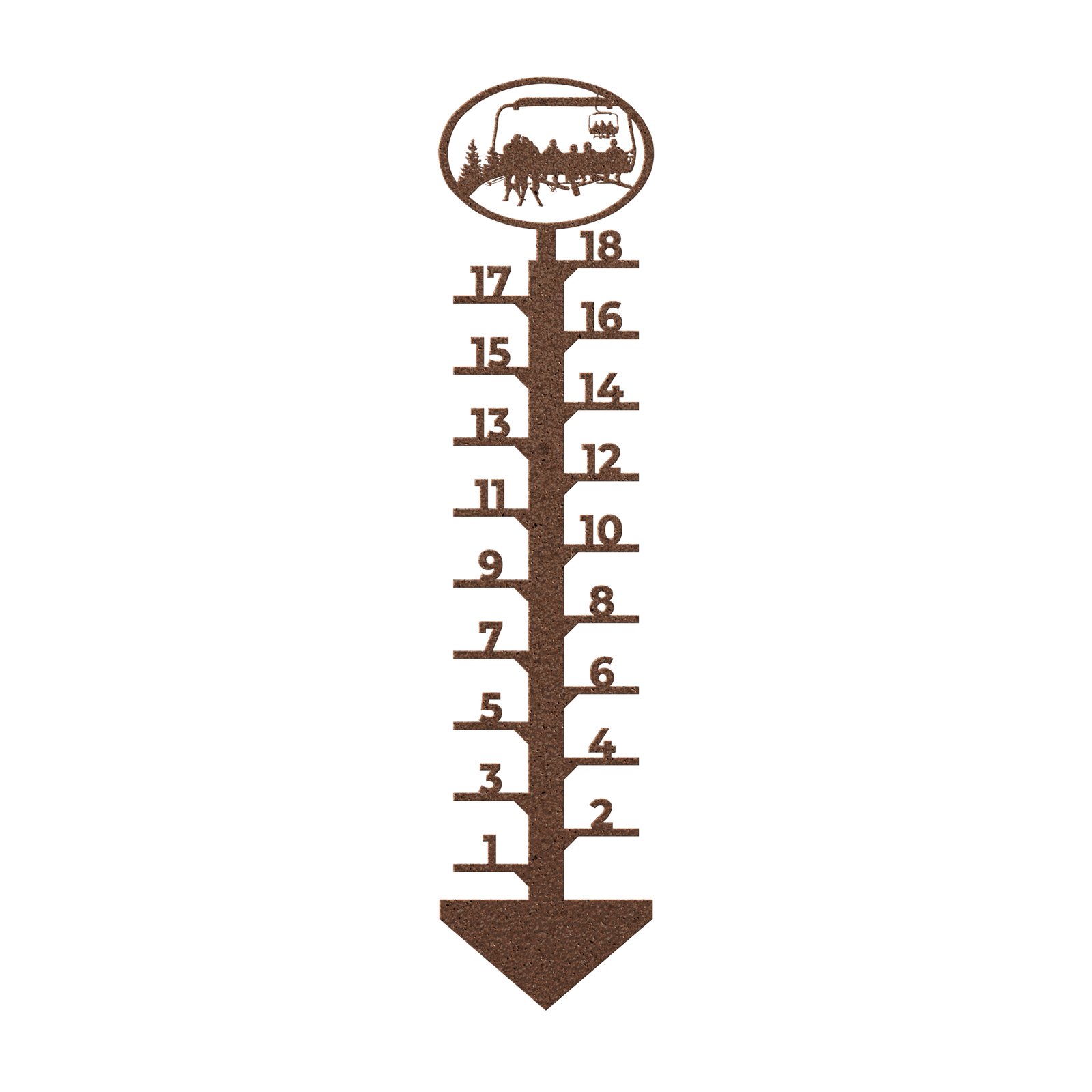 PERSONALIZED Chairlift Snow Gauge -  Skiing Couple, 4 Skiing Children - Made in the USA