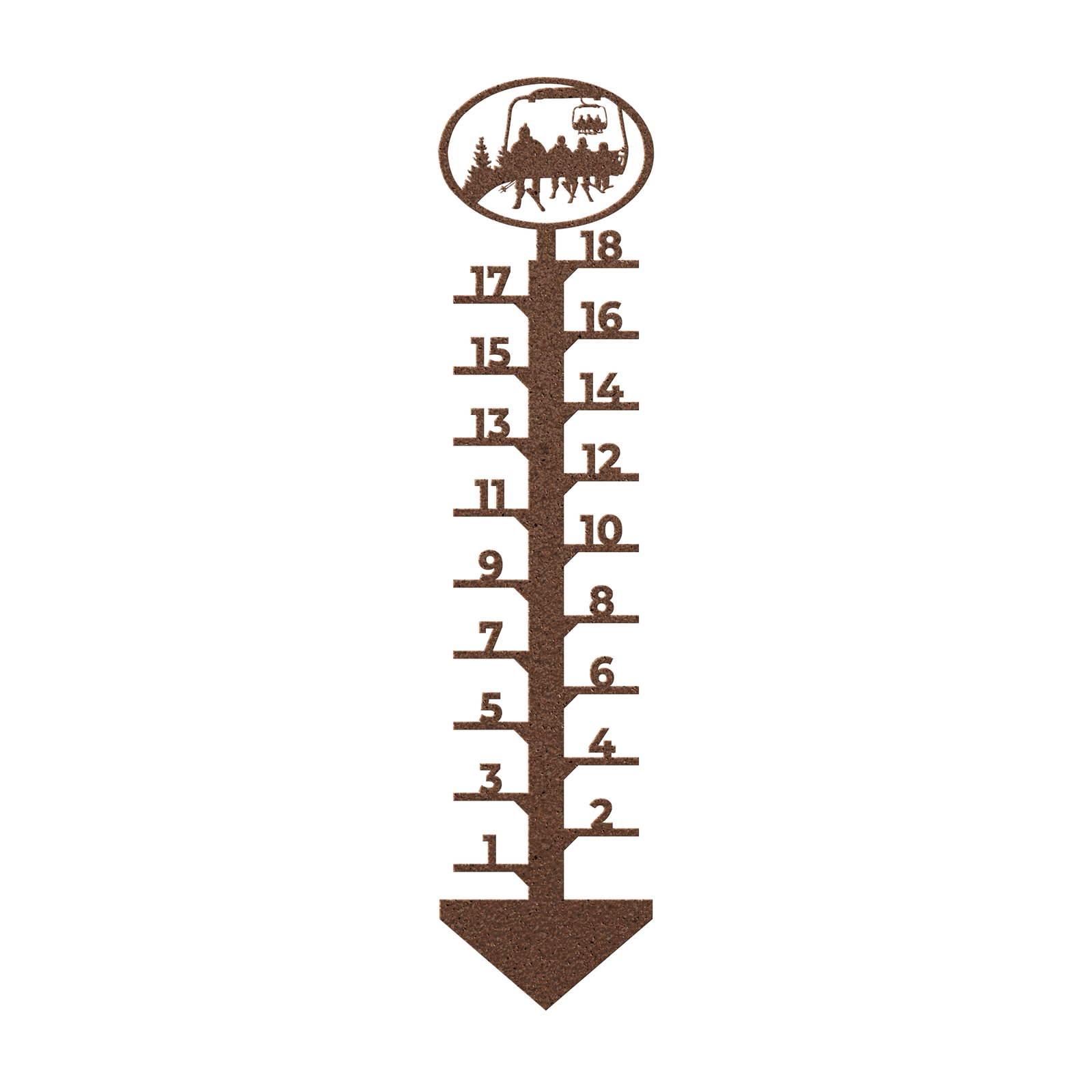 PERSONALIZED Chairlift Snow Gauge -  Skiing Mom And 3 Skiing Children - Made in the USA