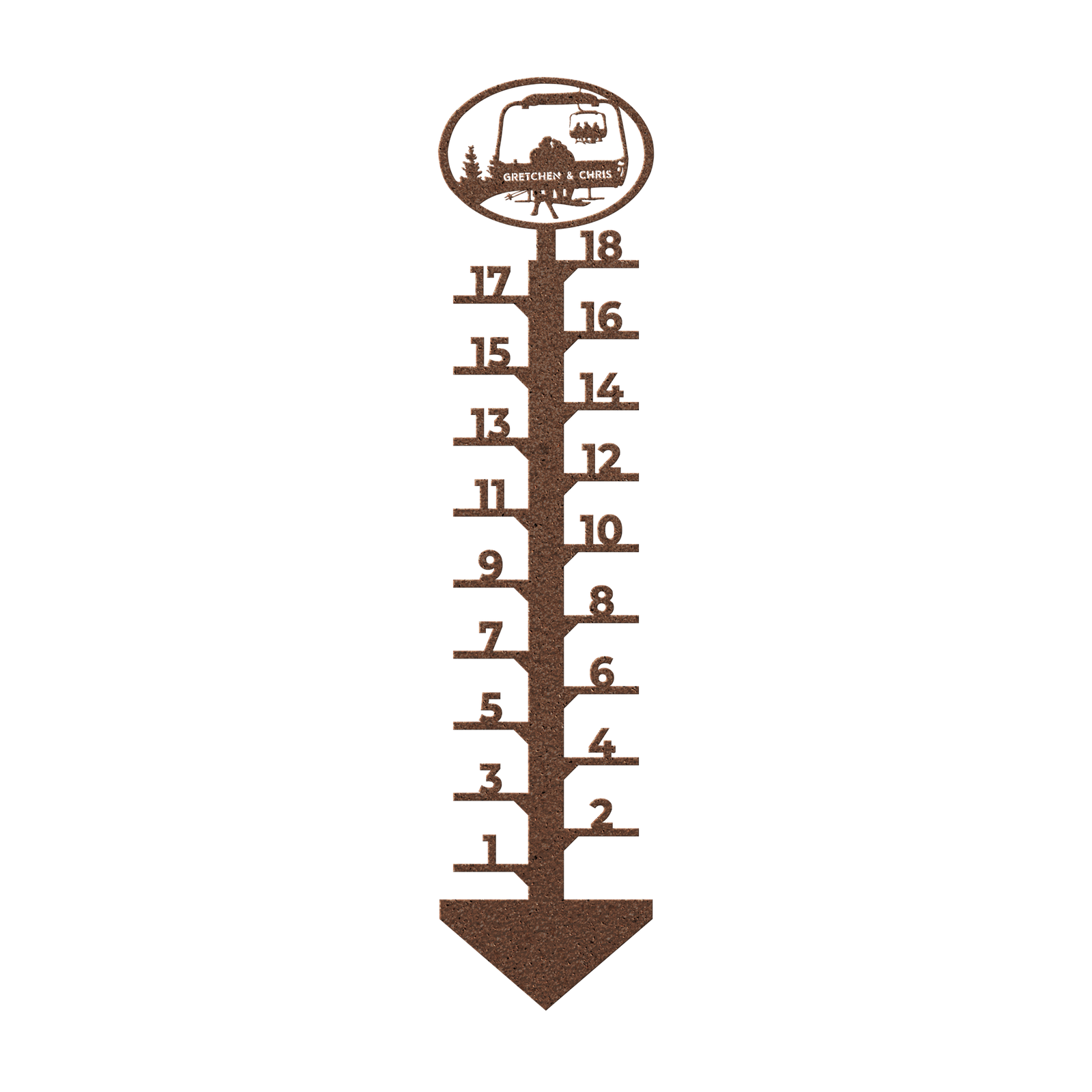 PERSONALIZED Chairlift Snow Gauge -  Skiing Dad, Snowboarding Mom- Made in the USA