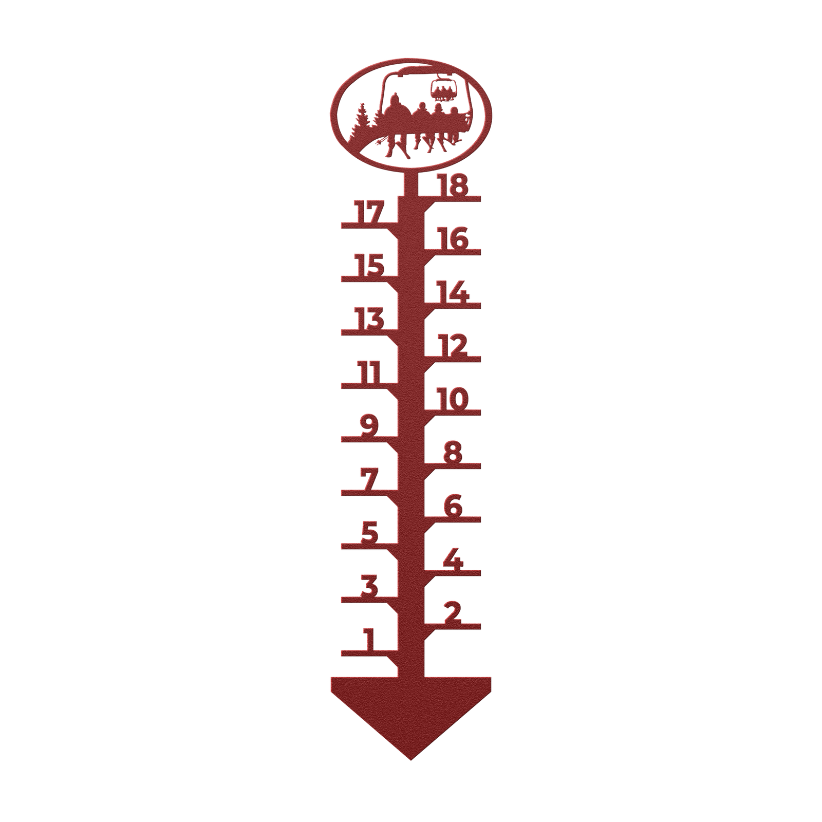 PERSONALIZED Chairlift Snow Gauge -  Skiing Mom And 3 Skiing Children - Made in the USA