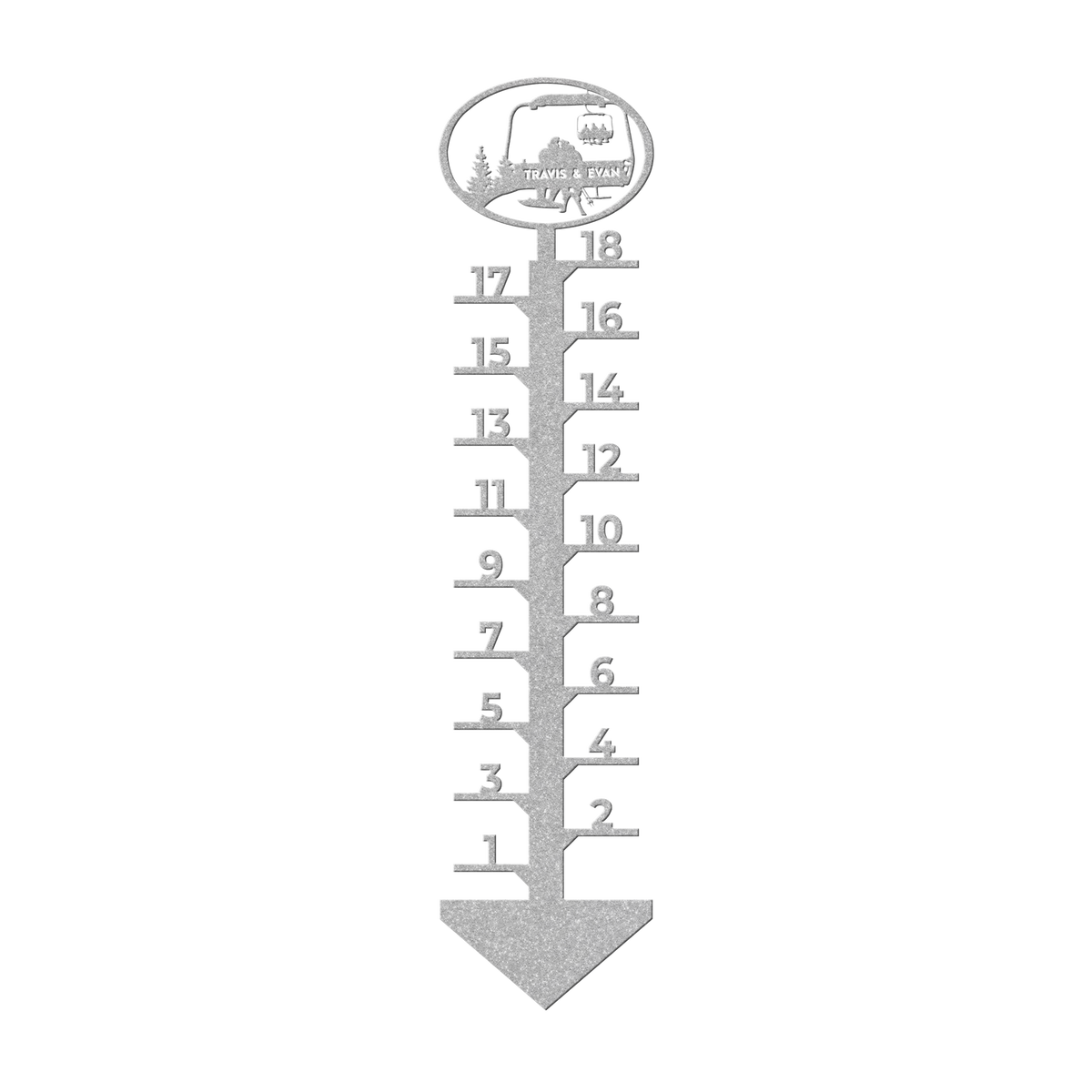 PERSONALIZED Chairlift Snow Gauge -  Skiing mom, Snowboarding Dad- Made in the USA