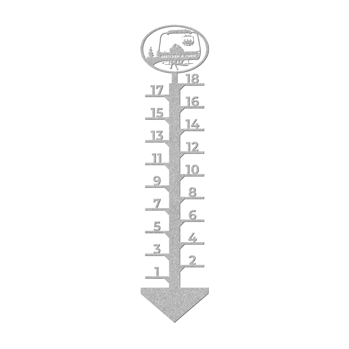 PERSONALIZED Chairlift Snow Gauge -  Skiing Dad, Snowboarding Mom- Made in the USA