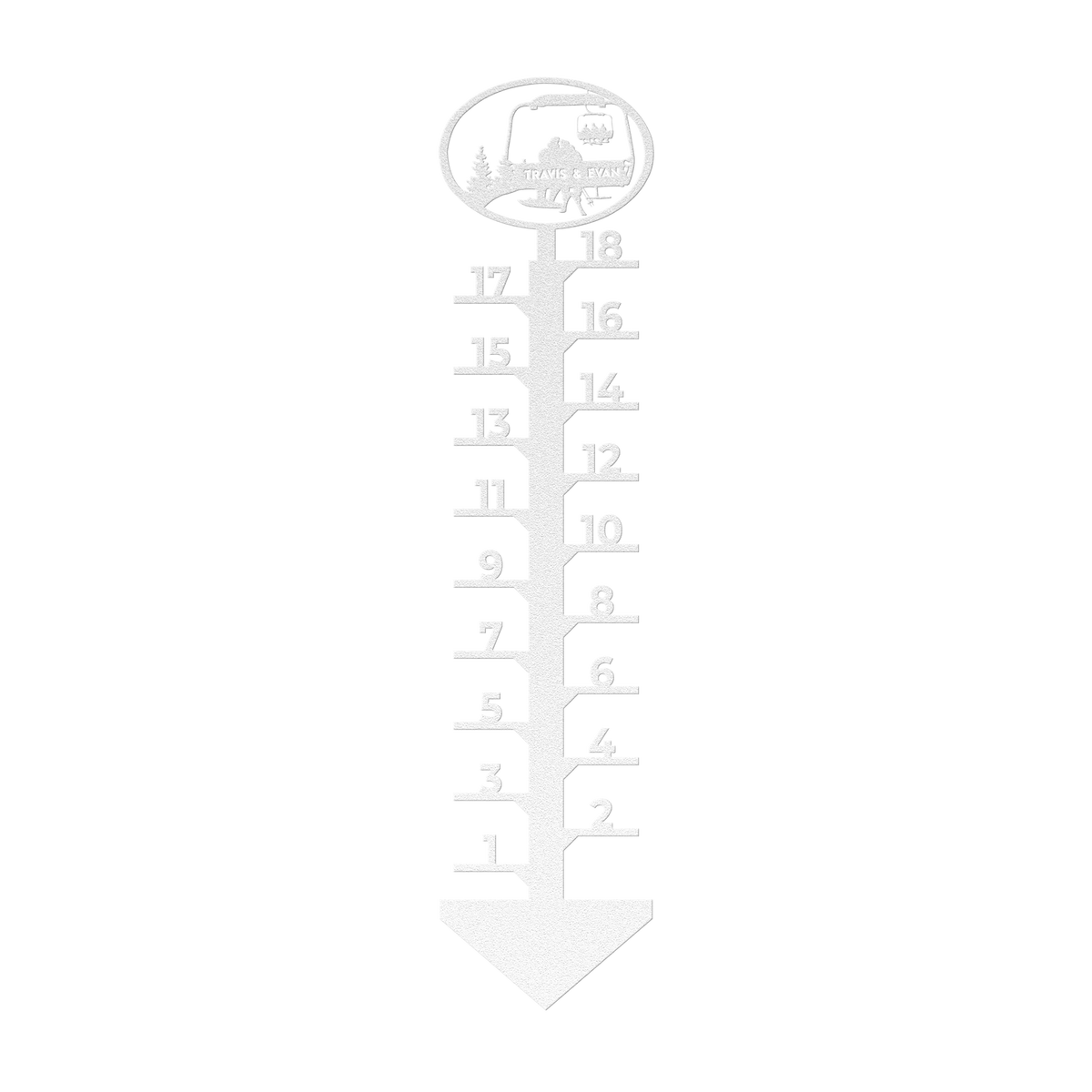 PERSONALIZED Chairlift Snow Gauge -  Skiing mom, Snowboarding Dad- Made in the USA