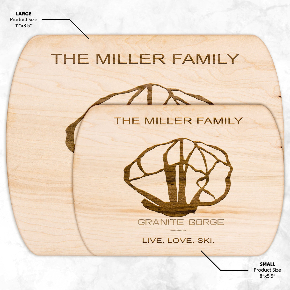 PERSONALIZED Granite Gorge   , New Hampshire SKI TRAIL MAP CUTTING BOARD